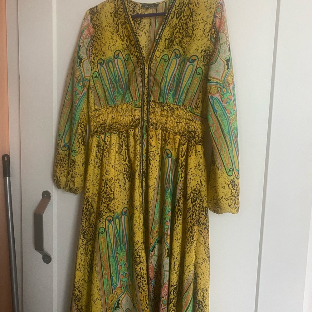 Elegant Yellow Patterned Dress